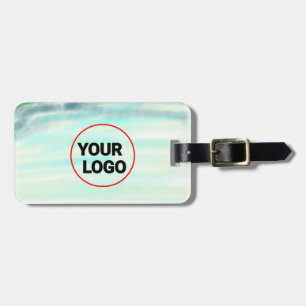 Simple green watercolor abstract add logo text min luggage tag