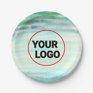 Simple green watercolor abstract add logo text min paper plate