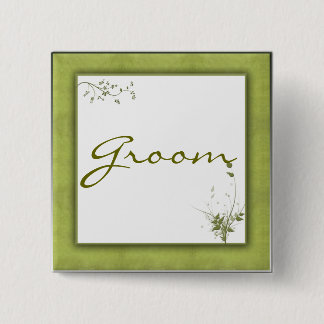 Simple Green Wedding Design 2 Inch Square Button