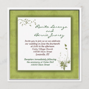 Simple Green Wedding Floral Invitation