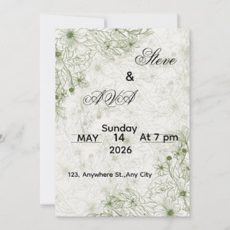 Simple Green Wedding Invitation