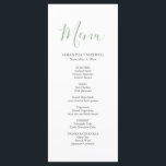Simple Green Wedding Menus Card<br><div class="desc">Add a refined touch to your wedding decor for reception with these simple wedding menus, designed in a modern minimalist style. Featuring the word "Menu" in elegant calligraphy script and printed in soft sage green, these dinner cards can be personalized with your names and meal selections for a custom finish....</div>
