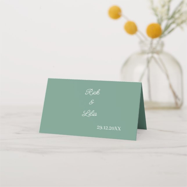 Simple Green Wedding  Place Card (Back)