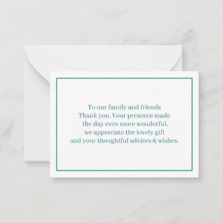 Simple Green Wedding Thank You  Card