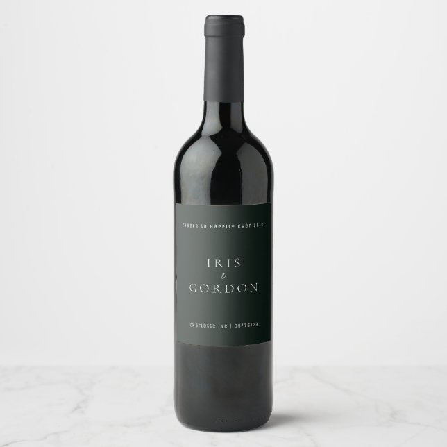 Simple Green Wedding  Wine Label (Front)