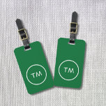 Simple Green White Circle Bold Monogram  Luggage Tag<br><div class="desc">Elegant customizable green luggage tag with white circle and bold monogram.</div>