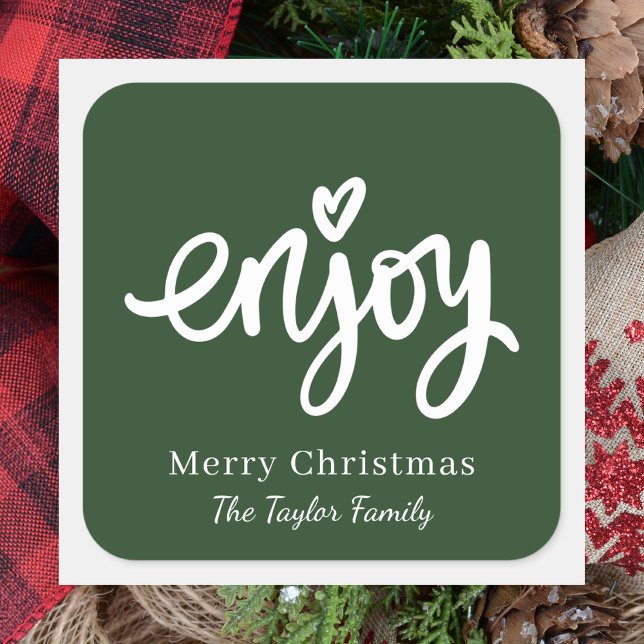 Simple Green & White Minimal Christmas Baking  Square Sticker (Creator Uploaded)