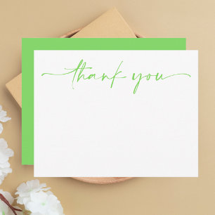 Simple Green & White Modern Minimalist Thank You Card