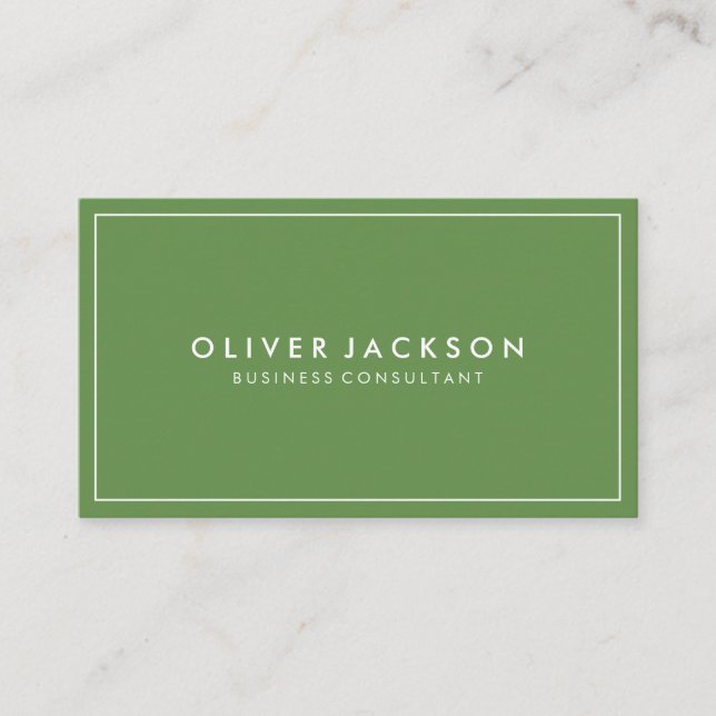 Simple Green with White Border Minimalist Business Card (Front)