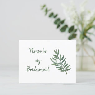 Simple Greenery Botanical Bridesmaid Proposal Postcard