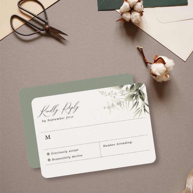 Simple Greenery Botanical RSVP Card (Creator Uploaded)
