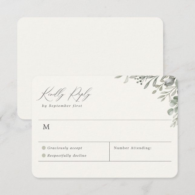 Simple Greenery Botanical RSVP Card (Front/Back)