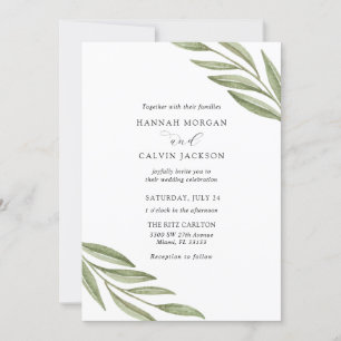 Simple Greenery Branches Wedding Invitation