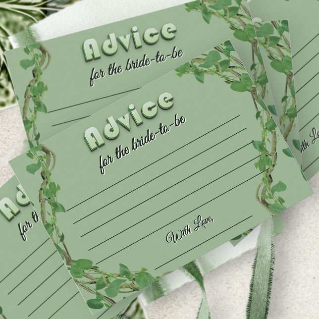 Simple Greenery Bridal Shower Advice For The Bride Enclosure Card (Creator Uploaded)