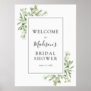 Simple Greenery Bridal Shower Welcome Poster