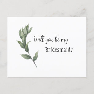 Simple Greenery Bridesmaid Proposal Postcard