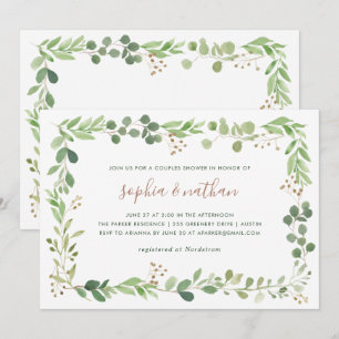 Simple Greenery   Couples Shower Invitation