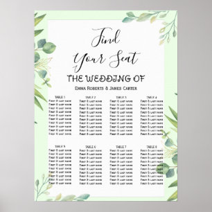 Simple Greenery Elegant Wedding Seating Chart