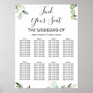 Simple Greenery Elegant Wedding Seating Chart