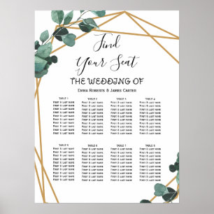 Simple Greenery Elegant Wedding Seating Chart