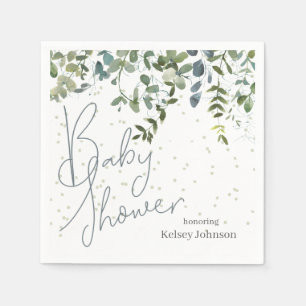 Simple Greenery Eucalyptus Baby Shower Napkin