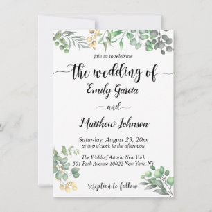 Simple Greenery Floral Eucalyptus Wedding Invitati Invitation
