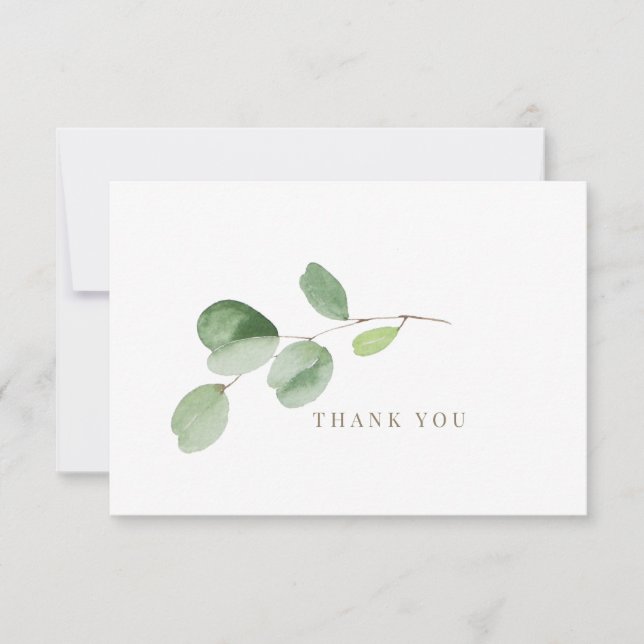 Simple Greenery Funeral Bereavement Thank You II Card (Front)