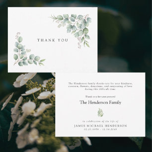 Simple Greenery Funeral Personalized Thank You Card