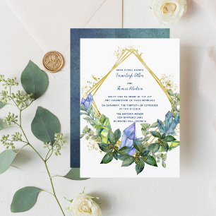 Simple Greenery Geometric Wedding Invitation