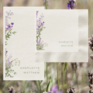 Simple Greenery Lavender Square Wedding Napkin