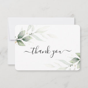 Simple greenery leaves thank you card