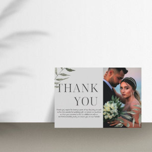 Simple Greenery Photo Thank You Card  