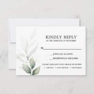Simple Greenery RSVP wedding insert card