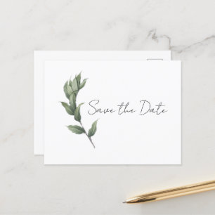 Simple Greenery Save the Date  Postcard