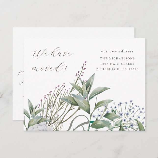 Simple Greenery We Have Moved New Home Postcard (Front/Back)