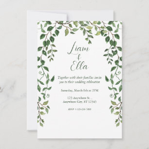 Simple Greenery Wedding Invitation 