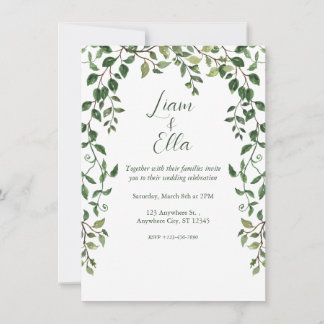 Simple Greenery Wedding Invitation 