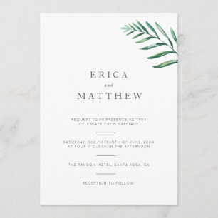 Simple Greenery Wedding Invitation