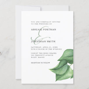 Simple Greenery with Ampersand Wedding Invitation