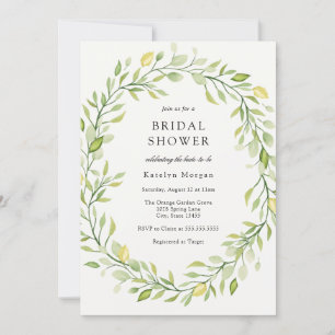 Simple Greenery Wreath Bridal Shower Invitation