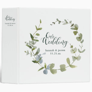 Simple Greenery Wreath Script Wedding Planner  Binder