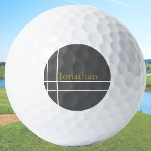 Simple grey and gold minimalist custom name  golf balls