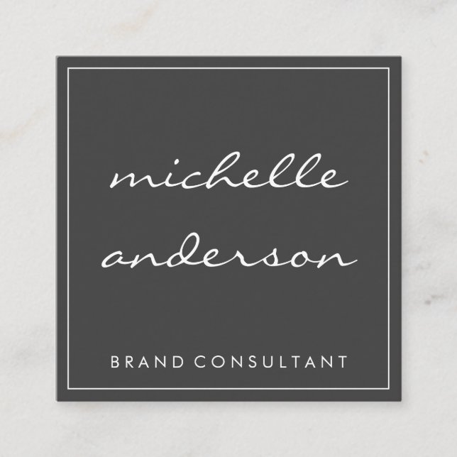 Simple Grey and Pink with White Border Square Business Card (Front)