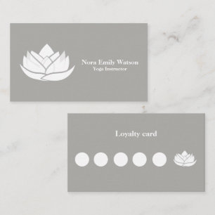 Simple Grey and White Lotus Flower Business Flat Loyalty Card