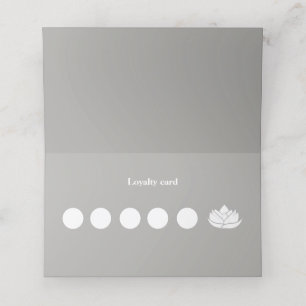 Simple Grey and White Lotus Flower Business  Loyalty Card