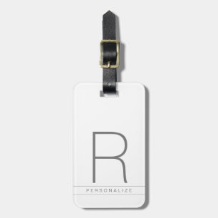 Simple Grey and White Minimalist Personalized Luggage Tag