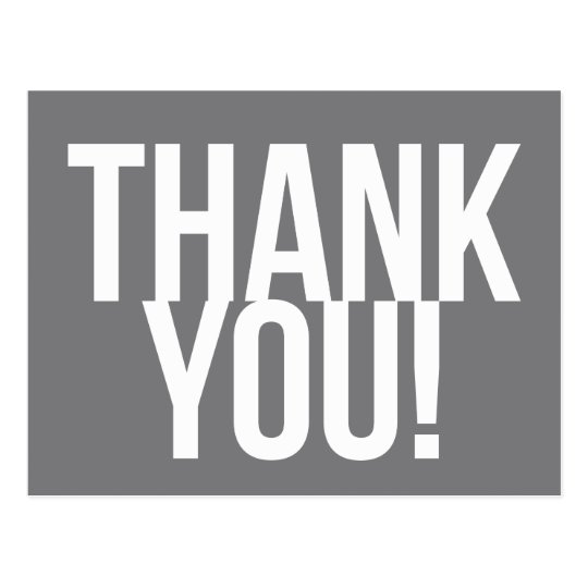 Simple Grey and White Thank You Postcard
