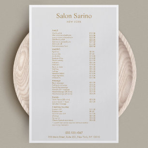 Simple Grey Beauty Salon Service Menu