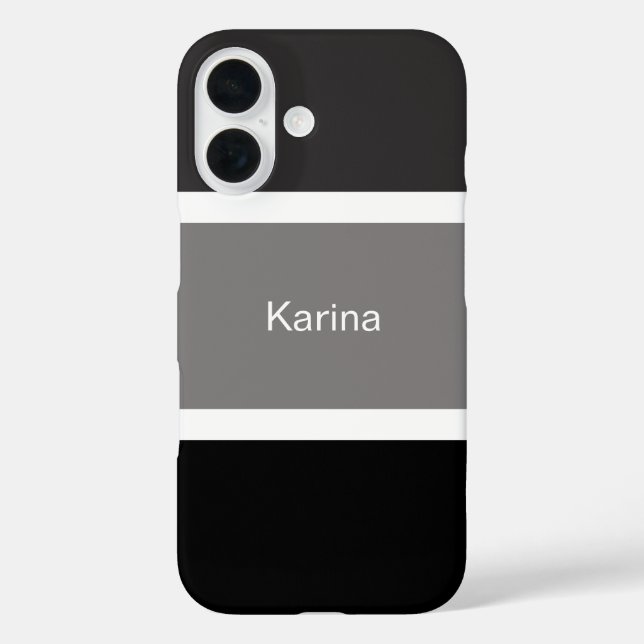 Simple Grey Black And White Stripes Personalized Case-Mate iPhone Case (Back)