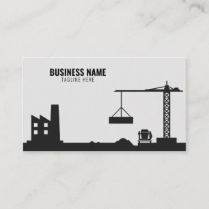Simple Grey & Black Construction Site Silhouette Business Card